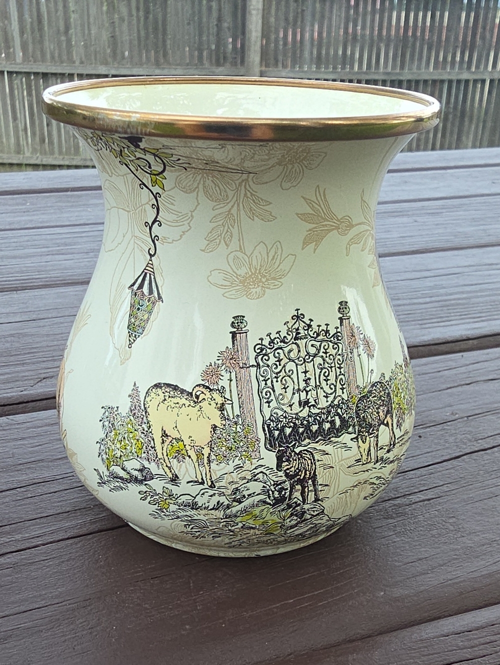 HTF MacKenzie-Childs Aurora Vase with Gold Rim